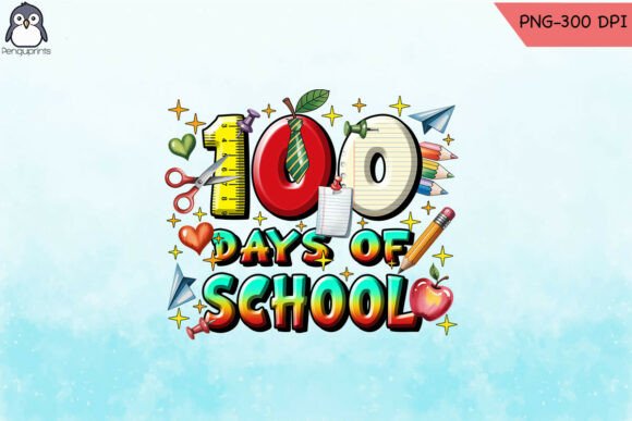 100 Day s of School Sublimation PNG Graphics and Crafts