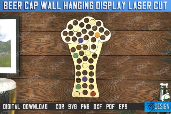 Beer Cap Wall Hanging Display Laser Cut Graphics and Crafts