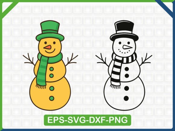 Cheerful Snowman Display SVG: Graphics & Illustrations for Branding