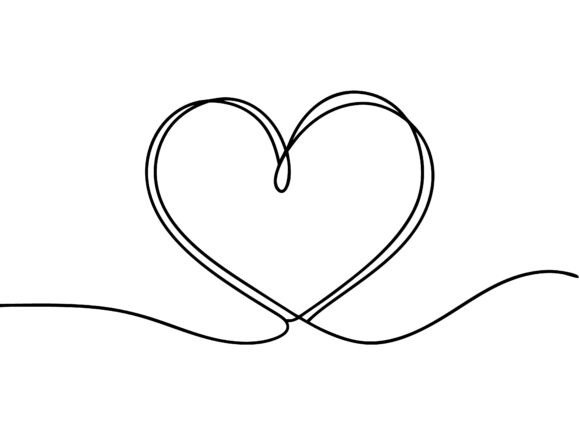 Continuous One Line Heart Outline Vector Graphics for Crafts