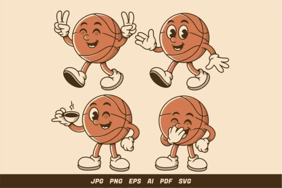 Cute Basketball Mascot Cartoon Bundle Graphics and Illustrations Review