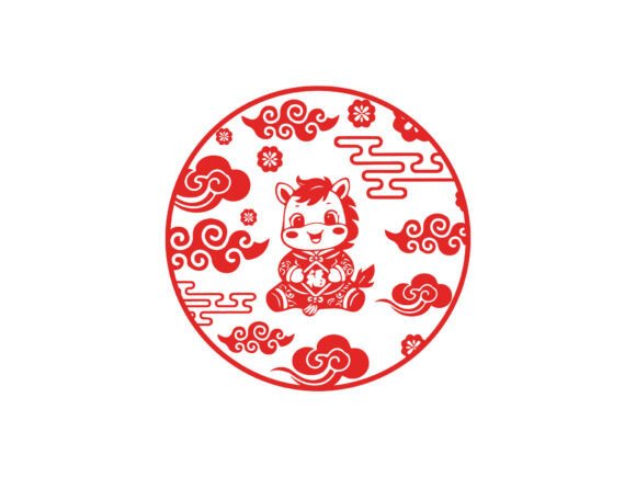 Cute Illustration Lunar New Year Horse: Graphics for Crafts & Branding