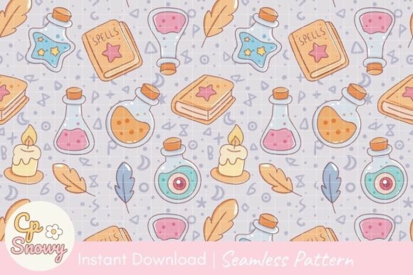 Cute Seamless Pattern Pastel Magic Graphics for Patterns