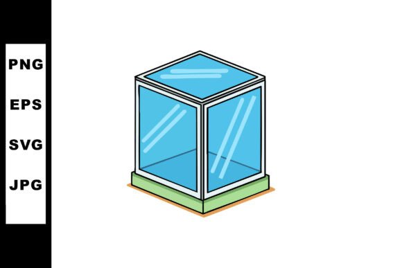 Glass Display Case Blue Transparent Box for Graphics & Illustrations