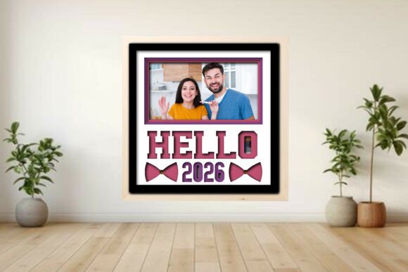 Hello 2026 Photo Frame Shadow Graphics and Crafts