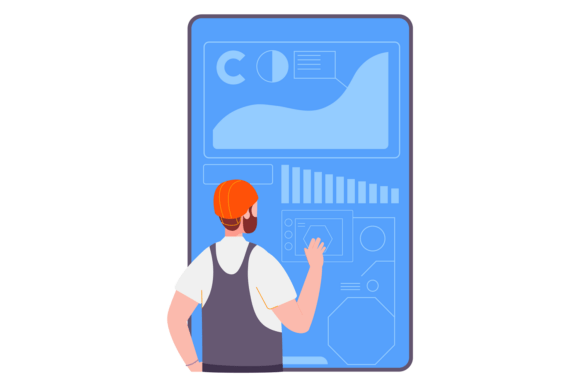 Industrial Control Panel Display. Automa Graphics & Illustrations Review