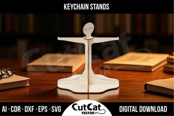 Keychain Display Stand - 1 Hook Shelf: Graphics for Laser Engraving