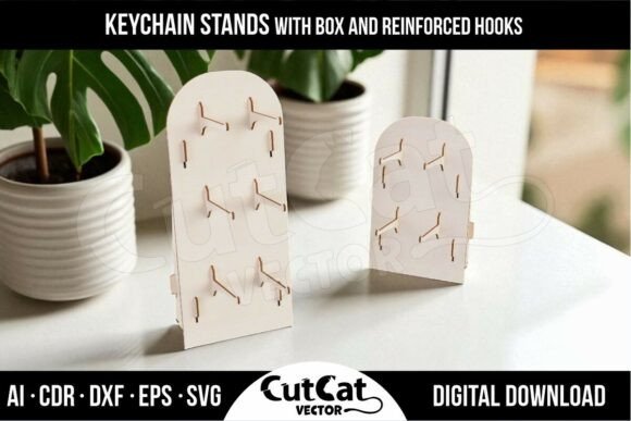 Keychain Holder with Box, 2 Slot Graphics for Laser Engraving