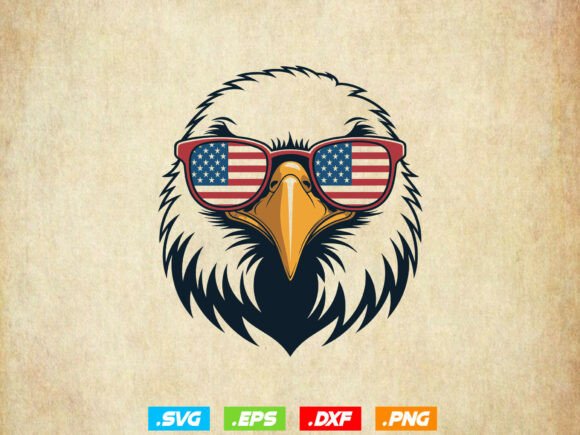 Patriotic Bald Eagle with Sunglasses Graphics for Crafts