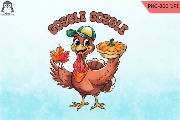 Retro Thanksgiving Turkey Pie PNG Graphics and Crafts