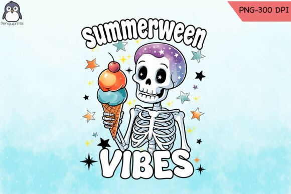 Summerween Vibes Cool Skeleton PNG for Graphics and Crafts