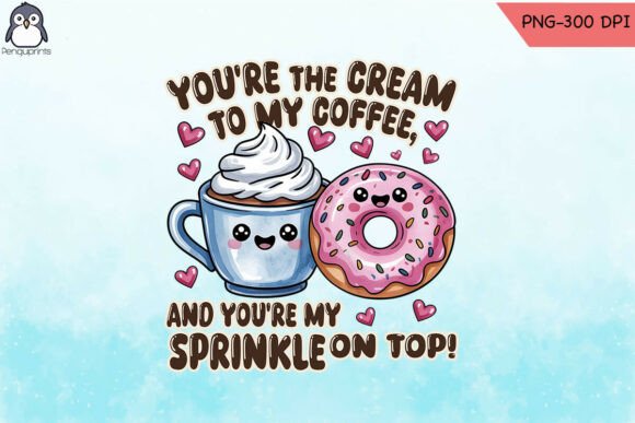 Sweet Coffee and Donut Love PNG Graphics for Crafts
