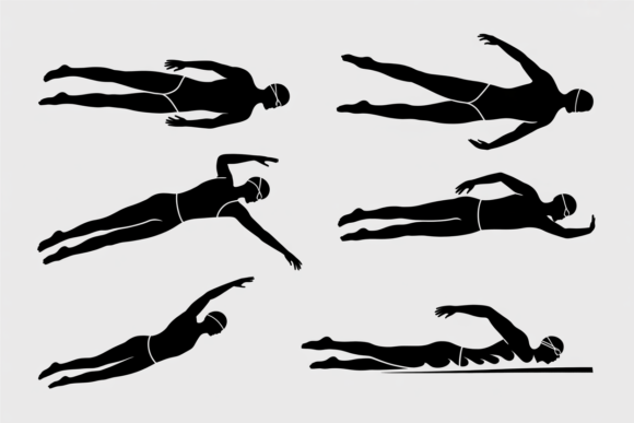Swimming Silhouettes Display: Graphics & Crafts for Local Brands