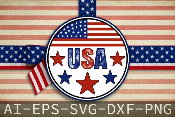 USA Round Sign SVG Independence Day Graphics and Crafts