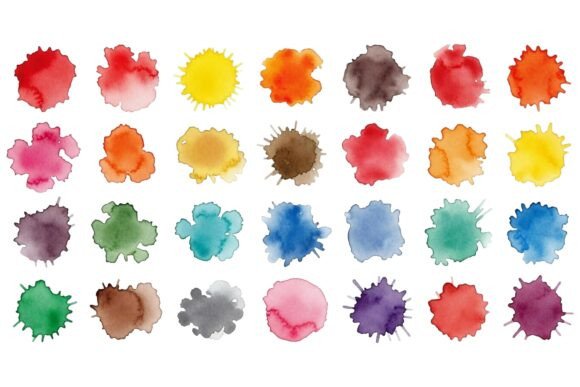 Watercolor Paint Splatters Set: Graphics and Illustrations for Branding