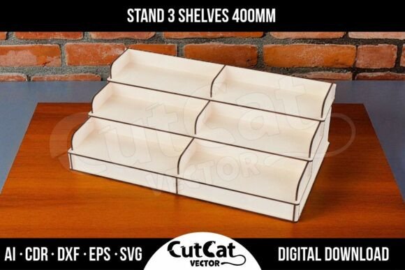 Wide Display Stand with 3 Tiers - 400 Mm Graphics